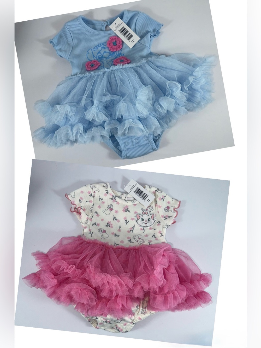 NWT-Disney Stitch OR Marie 6/9M Baby Girl’s Graphic Tutu Bodysuit Dress